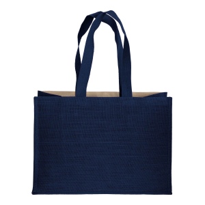 Tote-bag avec soufflet en coton 280 g/m2, détails en toile de jute, anses longues 17