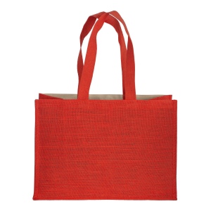 Tote-bag avec soufflet en coton 280 g/m2, détails en toile de jute, anses longues 21