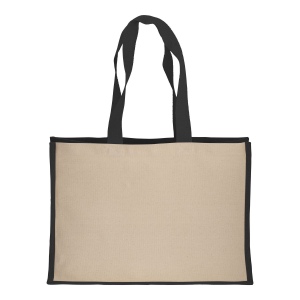 Tote-bag avec soufflet en coton 280 g/m2, détails en toile de jute, anses longues 23
