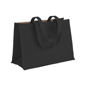 Tote-bag avec soufflet en coton 280 g/m2, détails en toile de jute, anses longues 24
