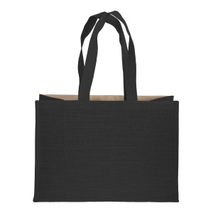Tote-bag avec soufflet en coton 280 g/m2, détails en toile de jute, anses longues 25
