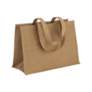 Tote-bag avec soufflet en coton 280 g/m2, détails en toile de jute, anses longues 8