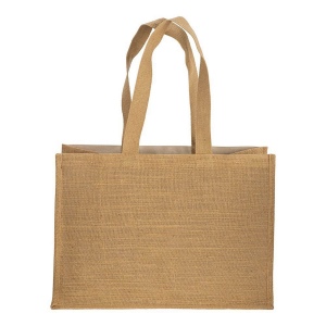 Tote-bag avec soufflet en coton 280 g/m2, détails en toile de jute, anses longues 9