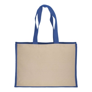 Tote-bag avec soufflet en coton 280 g/m2, détails en toile de jute, anses longues 11