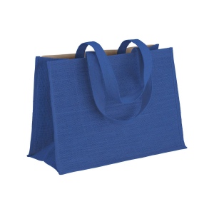 Tote-bag avec soufflet en coton 280 g/m2, détails en toile de jute, anses longues 12