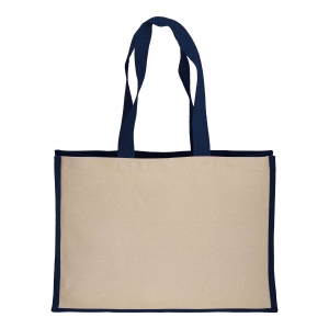 Tote-bag avec soufflet en coton 280 g/m2, détails en toile de jute, anses longues 15
