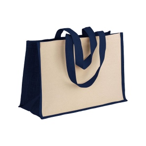 Tote-bag avec soufflet en coton 280 g/m2, détails en toile de jute, anses longues 4
