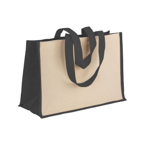 Tote-bag avec soufflet en coton 280 g/m2, détails en toile de jute, anses longues 6