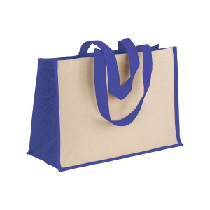 Tote-bag avec soufflet en coton 280 g/m2, détails en toile de jute, anses longues 3