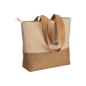 Tote-bag avec soufflet en coton 280g/m2, avec base en toile de jute, anses longues 2