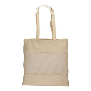 Tote-bag en coton naturel de 135 g/m2 avec filet, anses longues 3