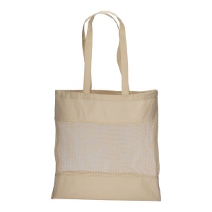 Tote-bag en coton naturel de 135 g/m2 avec filet, anses longues 4