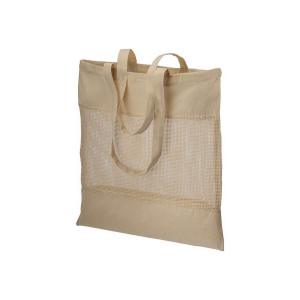 Tote-bag en coton naturel de 135 g/m2 avec filet, anses longues 2