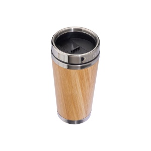 Tasse en acier inoxidable  avec revêtement en bambou 3