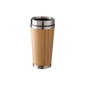 Tasse en acier inoxidable  avec revêtement en bambou 2