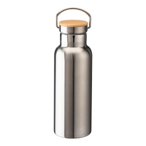 Thermos en acier inoxidable avec double paroi isolante de 500 ml avec bouchon en bambou 4