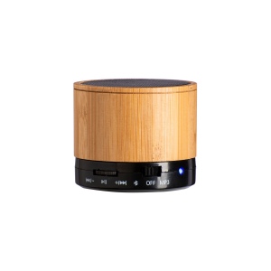 Mini haut-parleur Bluetooth V 5.0 cylindrique en bambou et ABS 2