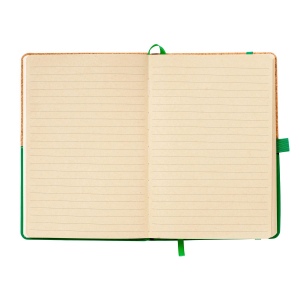 Carnet en liège et PU, feuilles lignées de couleur ivoire, 80 pag. de 70 gr,papier recyclé 10