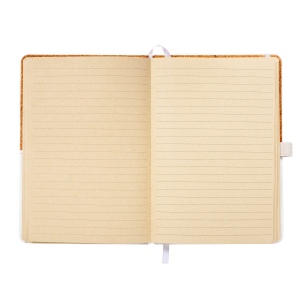 Carnet en liège et PU, feuilles lignées de couleur ivoire, 80 pag. de 70 gr,papier recyclé 13
