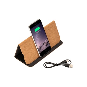 Tapis de souris et support pour téléphone portable en liège, avec chargeur wireless 2