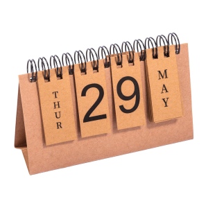 Calendrier perpétuel en carton avec spirales (jours et mois en anglais) 2