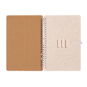 Carnet à anneaux en liège transformable en support pour téléphone portable. 5