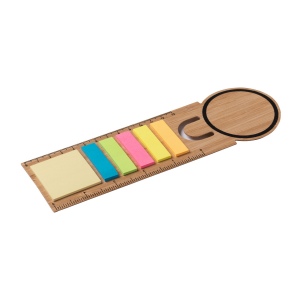 Règle marque-pages en bambou. Inclut 25 post-it medium et 125 post-it mini 2