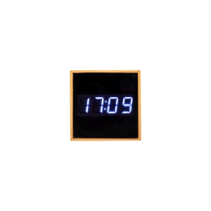 Horloge réveil et display température à LED blanche, en bambou 3