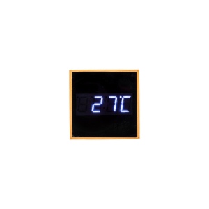 Horloge réveil et display température à LED blanche, en bambou 4