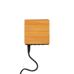Horloge réveil et display température à LED blanche, en bambou 5