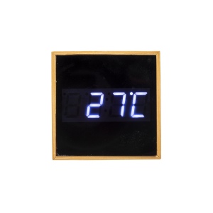 Horloge réveil et display température à LED blanche, en bambou 7