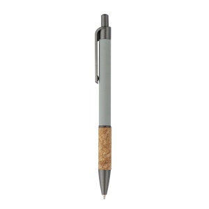 Stylo en aluminium avec manche en liège, clip bruni, dessus et pointe 12