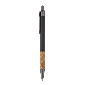 Stylo en aluminium avec manche en liège, clip bruni, dessus et pointe 16