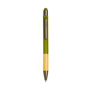 Stylo à bille en aluminium avec grip en bambou et touch caoutchouté