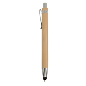Stylo à pression en bambou avec caoutchouc pour écran tactile 3