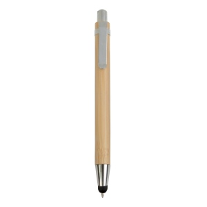 Stylo à pression en bambou avec caoutchouc pour écran tactile 2