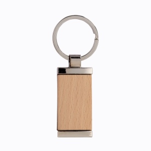 Porte-clés rectangulaire en métal, avec corps en bois 3
