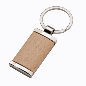 Porte-clés rectangulaire en métal, avec corps en bois 2