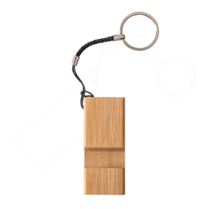 Porte-clés rectangulaire en bambou avec support porte-téléphone 3