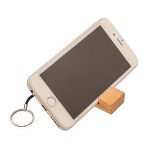 Porte-clés rectangulaire en bambou avec support porte-téléphone 4