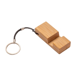 Porte-clés rectangulaire en bambou avec support porte-téléphone