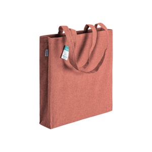 Tote bag  en coton recyclé 190 g/m2, anses longues et soufflet 10