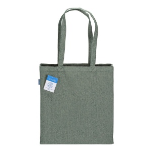 Tote bag carbon neutral en coton recyclé 280 g/m2, anses longues et soufflet 19