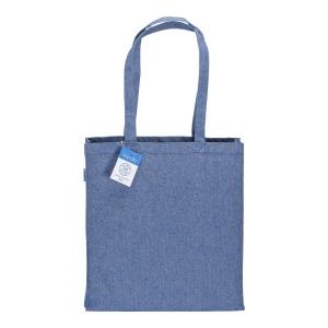 Tote bag carbon neutral en coton recyclé 280 g/m2, anses longues et soufflet 12