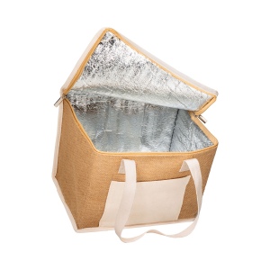 Sac isotherme en toile de jute avec intérieur argenté 4