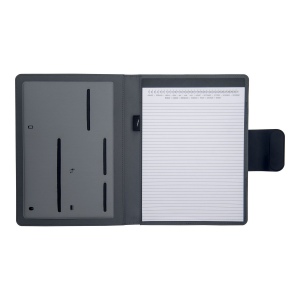 Pochette organizer en R-PET A4 avec bloc et fermeture magnétique qui s'illumine 4