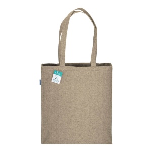 Tote bag en coton recyclé 280 g/m2, anses longues et soufflet 12
