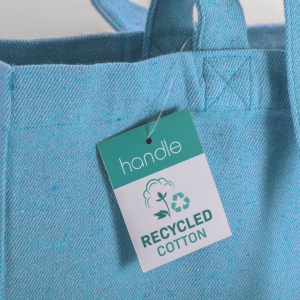 Tote bag en coton recyclé 280 g/m2, anses longues et soufflet 15