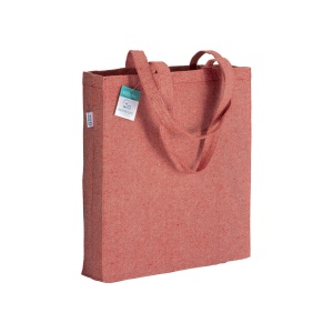 Tote bag en coton recyclé 280 g/m2, anses longues et soufflet 10