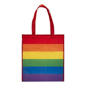 Tote bag arc-en-ciel en Rpet 80g/m2, anses longues et soufflet 3